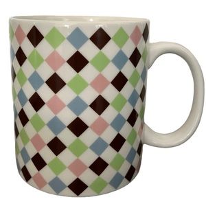 Starbucks 2004 Vintage Geometric Diamond Pattern Multicolored Coffee Mug